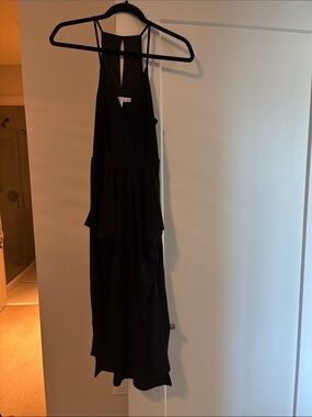 BCBGeneration Black Halter Maxi Dress with Subtle Draping
